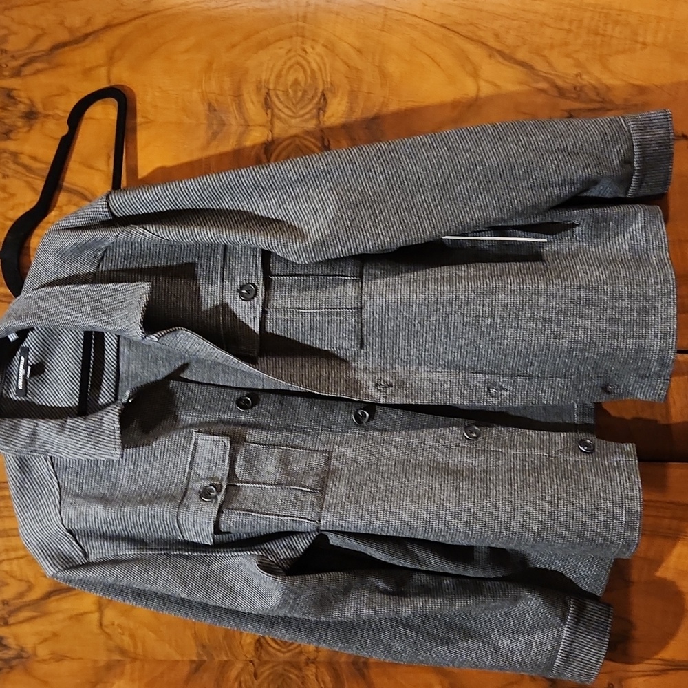 Karl Lagerfeld XL Gray Houndstooth Shacket NWT